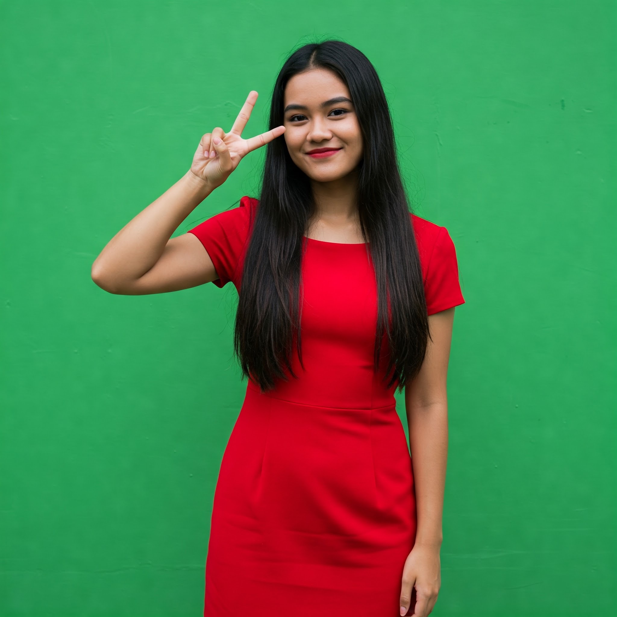 photo of Smiling Woman Giving Peace Sign